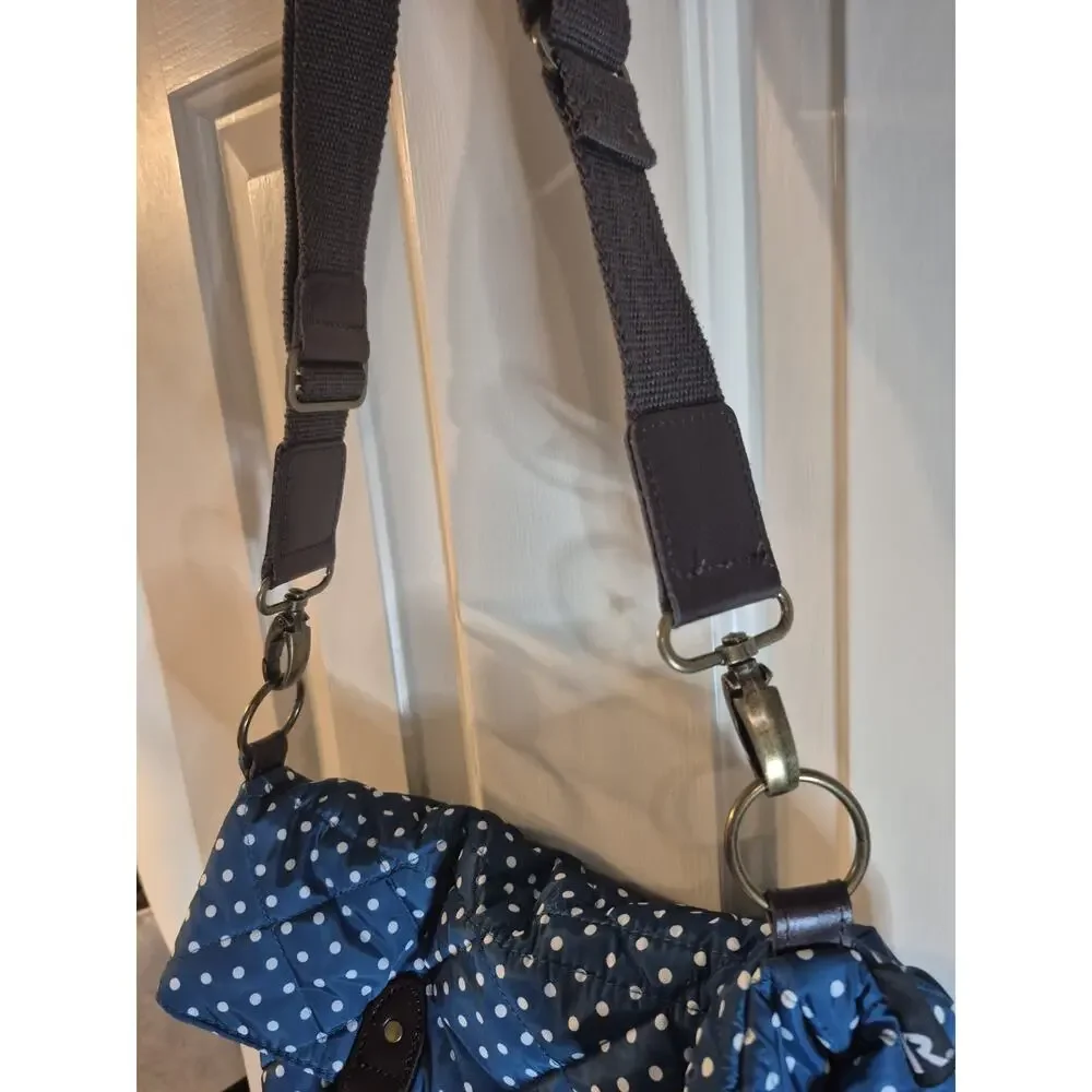 ROOTOTE Quilt 2-Way Bag Crossbody Shoulder Polka Dots Blue And White
